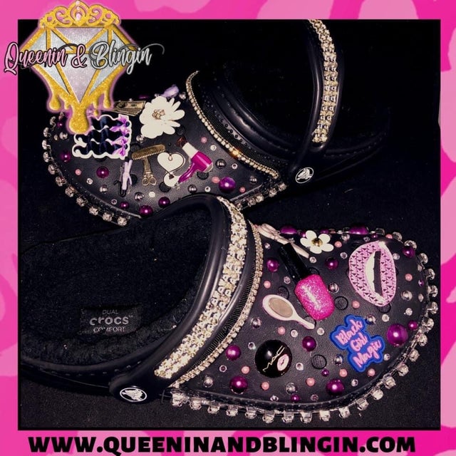  ARUN Bling pink shoe charms with cute heart